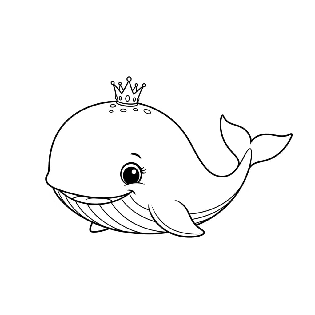 Walvis Kleurplaat van een Walvis die kinderen en volwassenen creatief kunnen inkleuren.