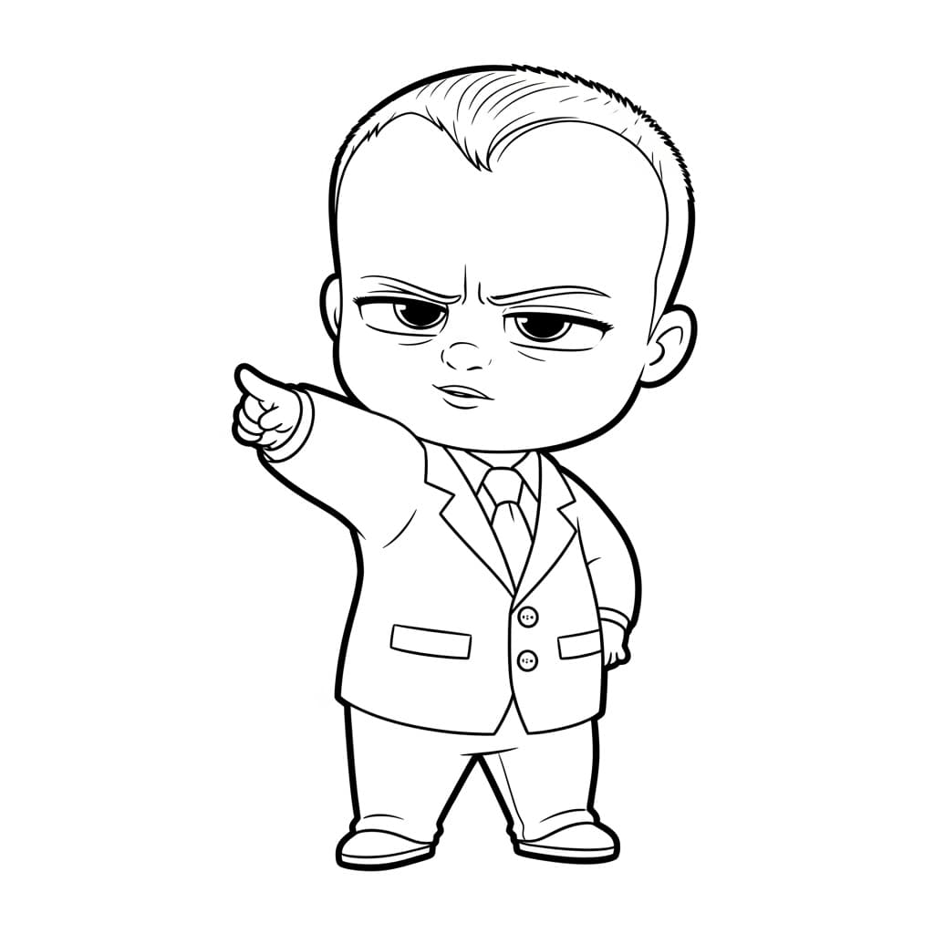 Boss Baby Leuke zwart-wit tekening van Boss Baby om zelf in te kleuren.