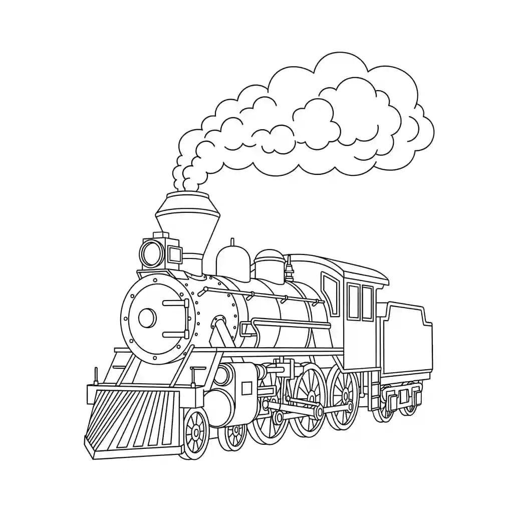 Trein Kleurplaat van een trein met een leuk en creatief ontwerp om zelf in te kleuren.