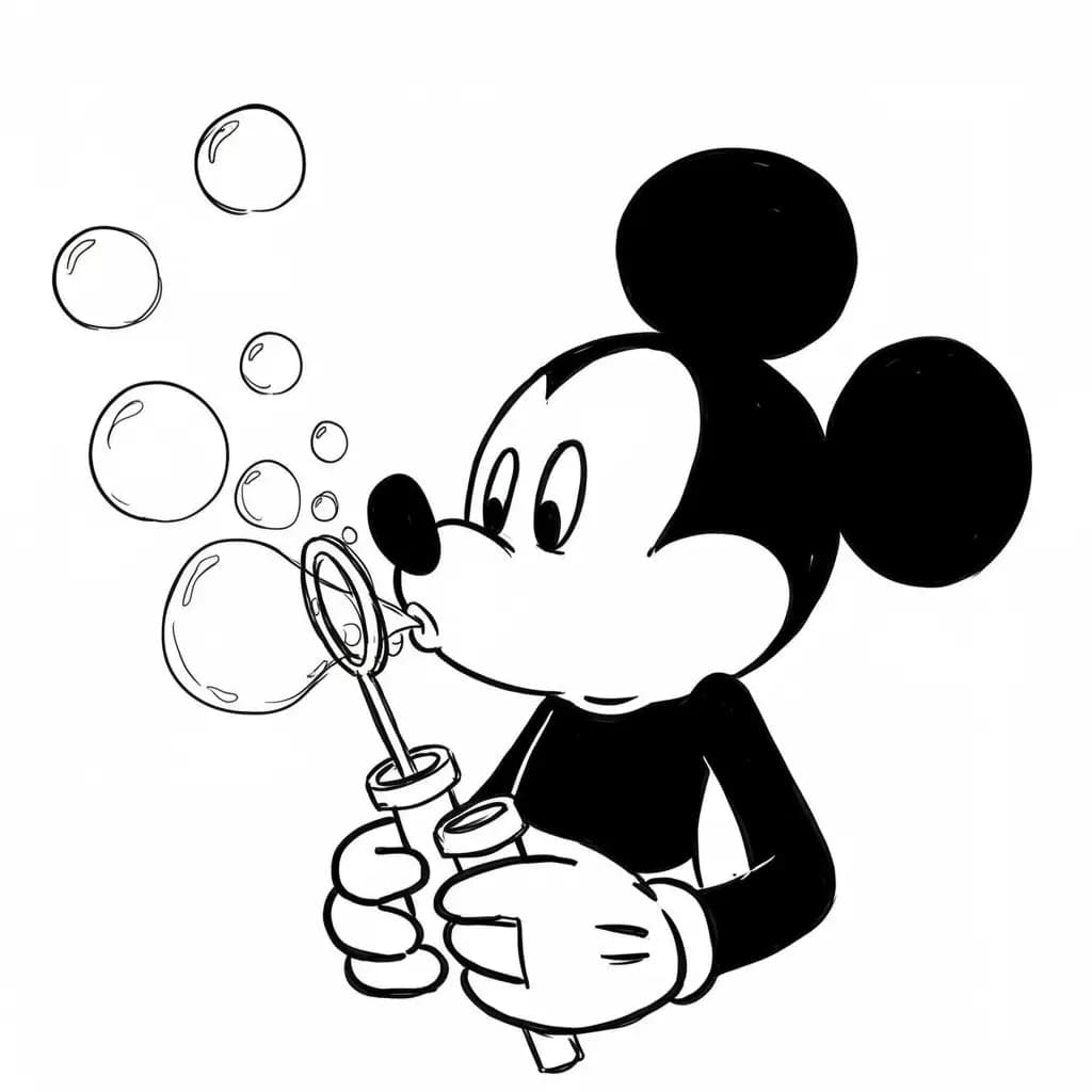 Mickey Mouse Kleurplaat van Mickey Mouse met een vrolijk en klassiek thema om in te kleuren.