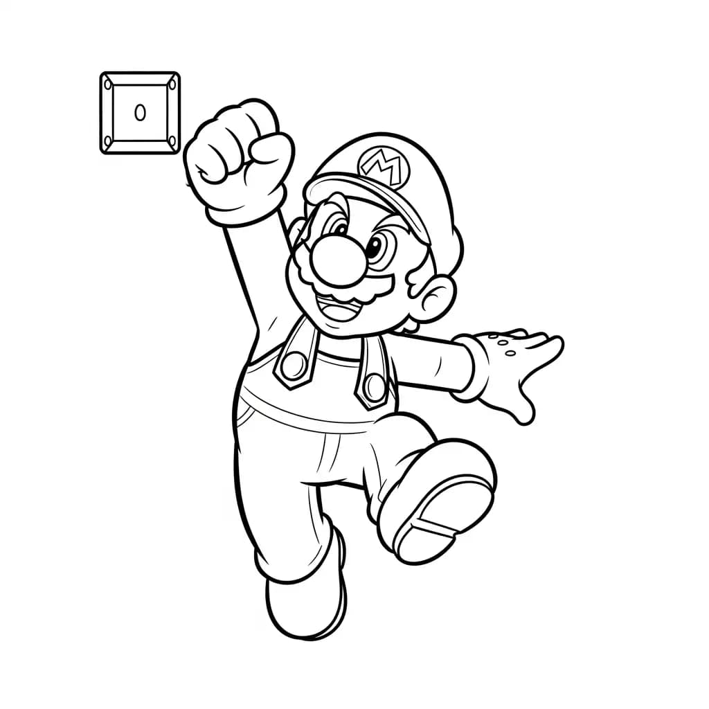 Mario Leuke kleurplaat van Mario om gratis te printen en creatief in te kleuren.