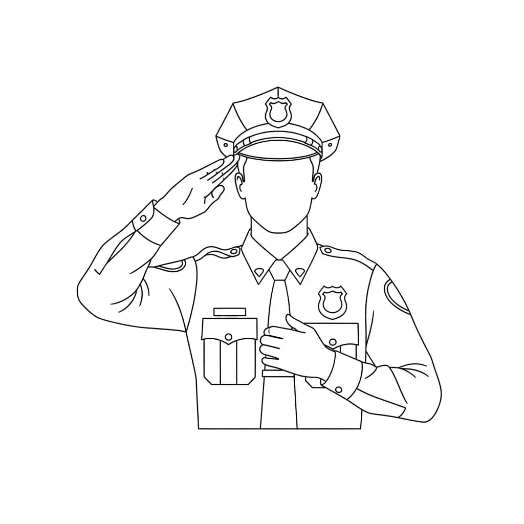 Politie Kleurplaat van de politie met een stoer en herkenbaar thema om zelf in te kleuren.