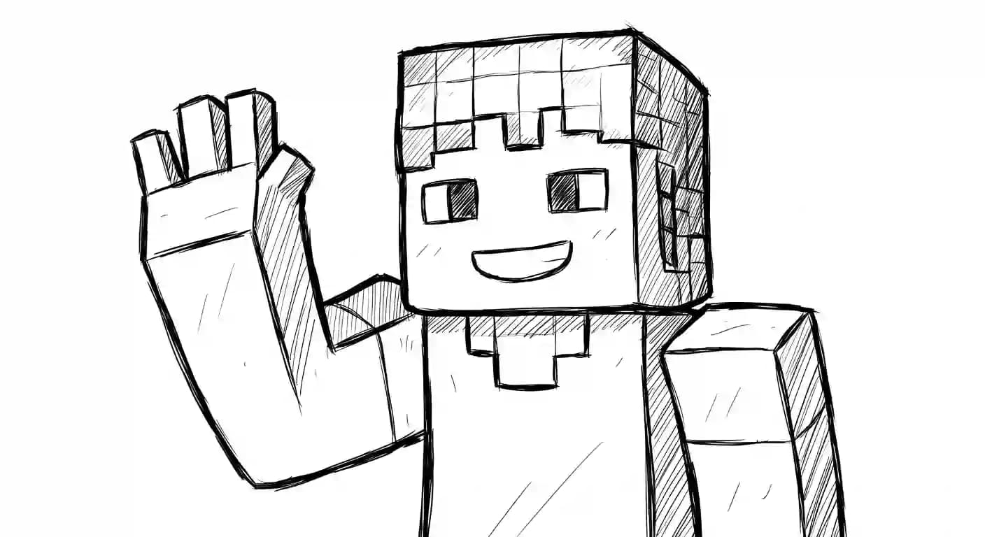 Minecraft Kleurplaat van Minecraft met bekende figuren en avontuurlijke elementen om zelf in te kleuren.