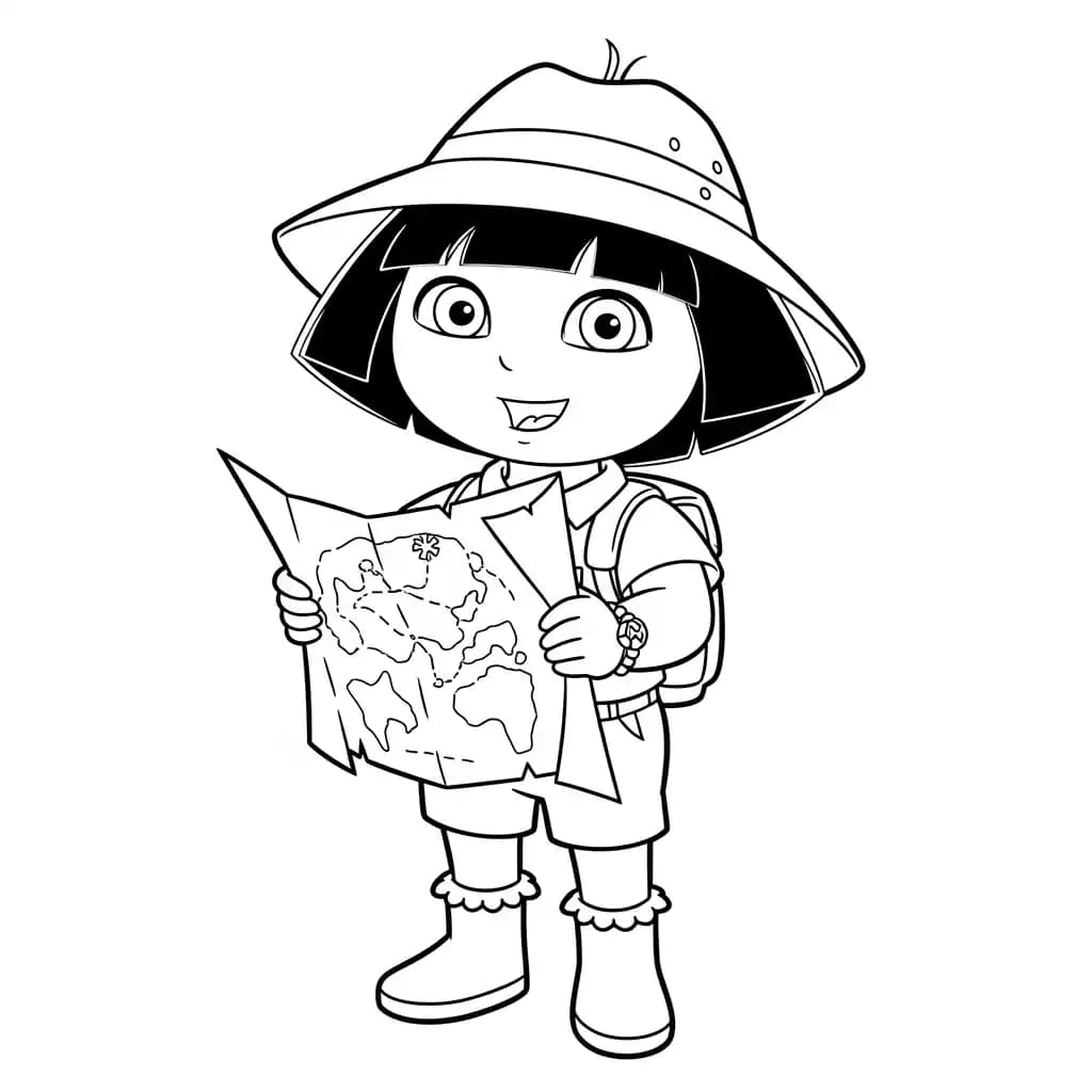 Dora Kleurplaat van Dora die eenvoudig te downloaden en in te kleuren is.