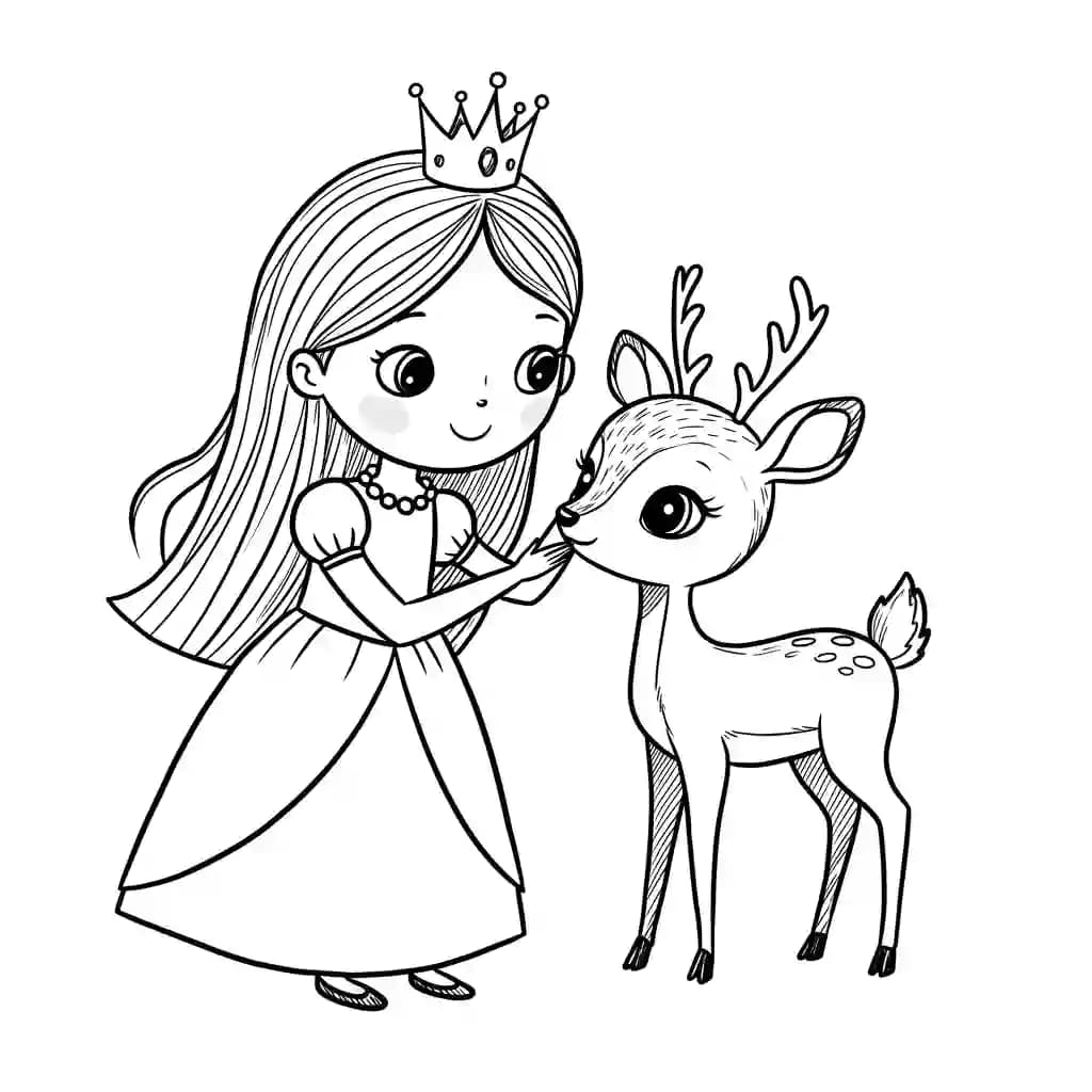 Prinses met kroon Kleurplaat van een prinses met kroon uit de categorie Prinsessen om in te kleuren.