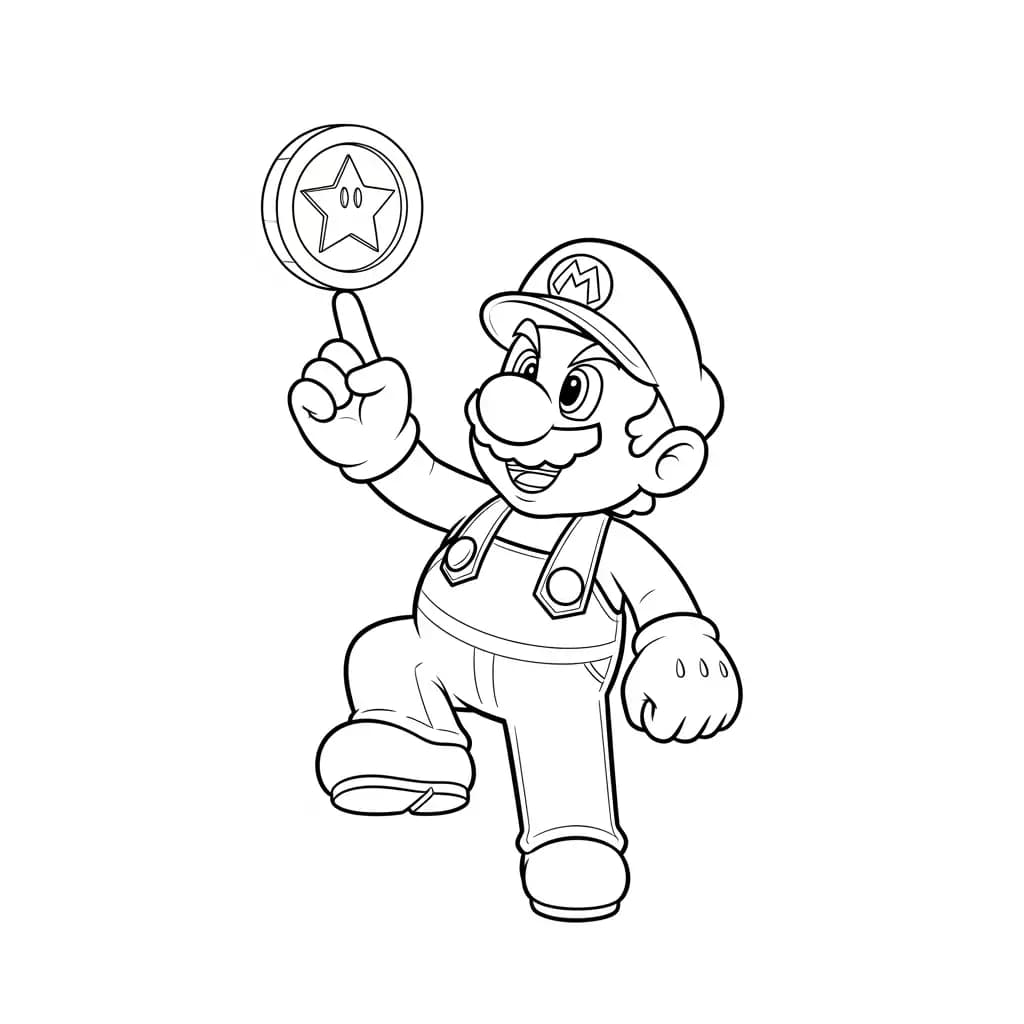 Mario Leuke kleurplaat van Mario om gratis te printen en creatief in te kleuren.