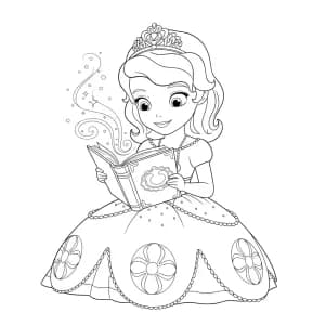 Sofia de Prinses kleurplaat schets kleurplaat van prinses Sofia met duidelijke contouren, klaar om in te kleuren