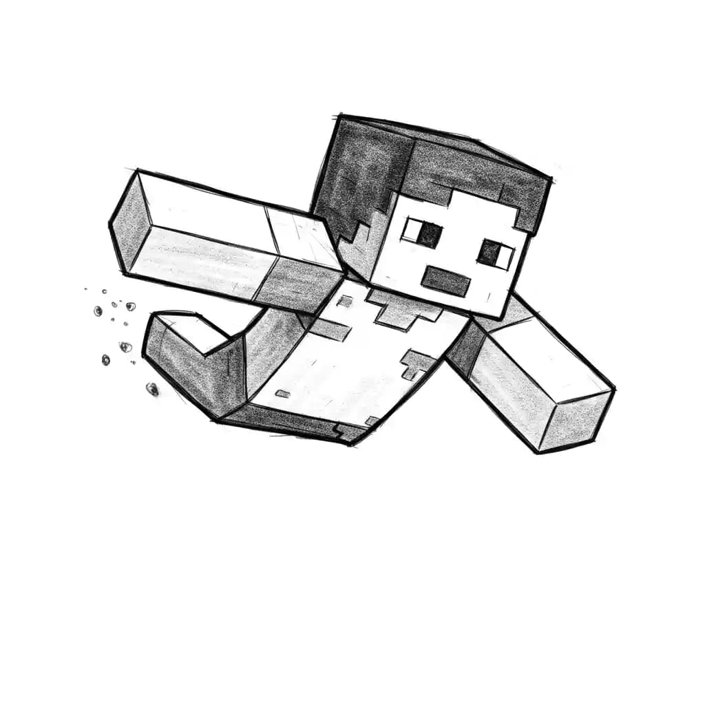 Minecraft Kleurplaat van Minecraft met bekende figuren en avontuurlijke elementen om zelf in te kleuren.