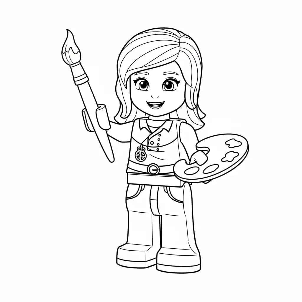 Lego Friends Kleurplaat van Lego Friends met vrolijke personages en creatieve details om in te kleuren.