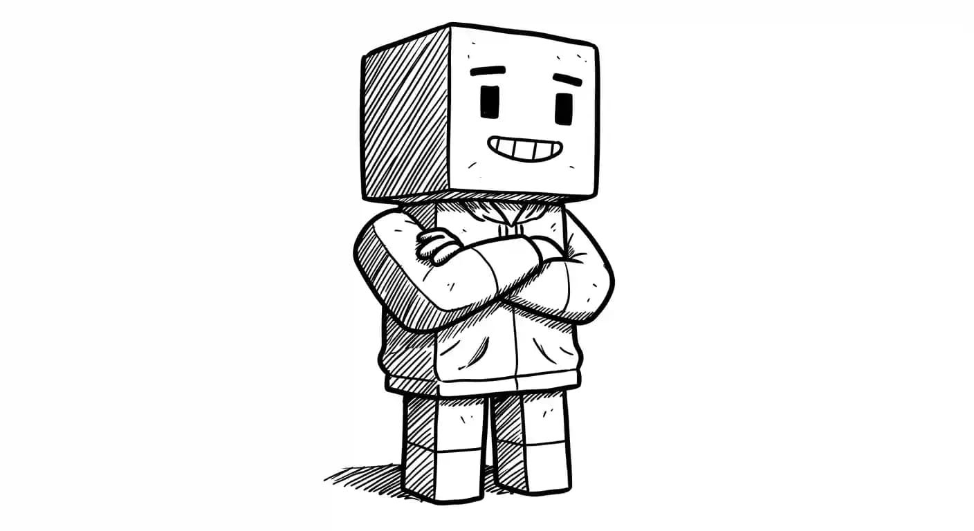 Minecraft Kleurplaat van Minecraft met bekende figuren en avontuurlijke elementen om zelf in te kleuren.
