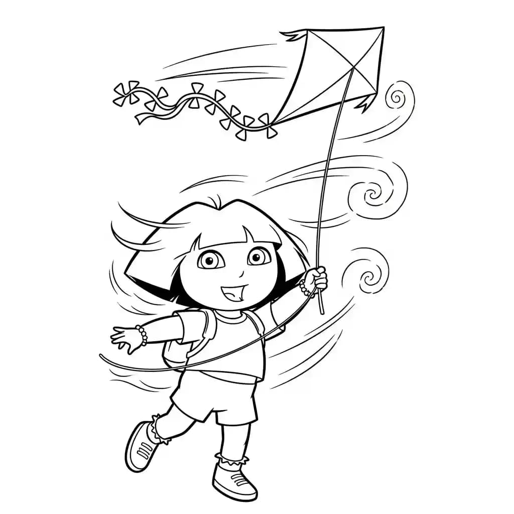 Dora Kleurplaat van Dora die eenvoudig te downloaden en in te kleuren is.
