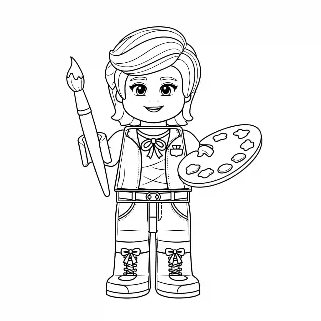 Lego Friends Kleurplaat van Lego Friends met vrolijke personages en creatieve details om in te kleuren.