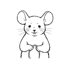 Muis Kleurplaat van een schattige muis die ideaal is om in te kleuren door kinderen en volwassenen.