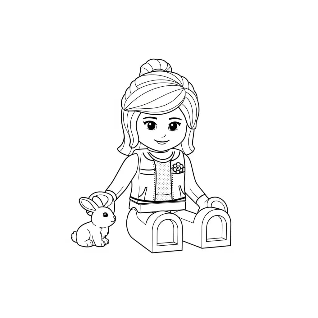 Lego Friends Leuke Lego Friends kleurplaat met vrolijke personages om zelf creatief in te kleuren.