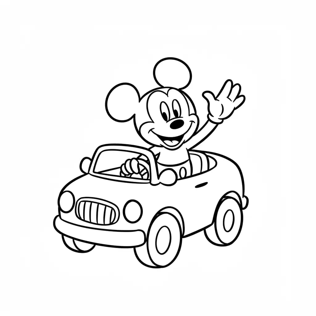 Mickey Mouse Kleurplaat van Mickey Mouse met een vrolijk en klassiek thema om in te kleuren.
