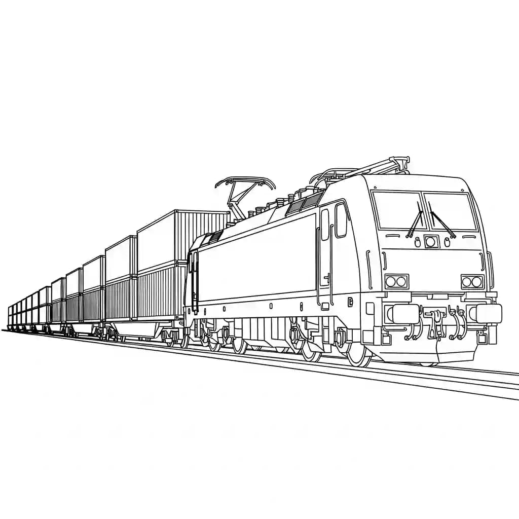 Trein Kleurplaat van een trein met een leuk en creatief ontwerp om zelf in te kleuren.