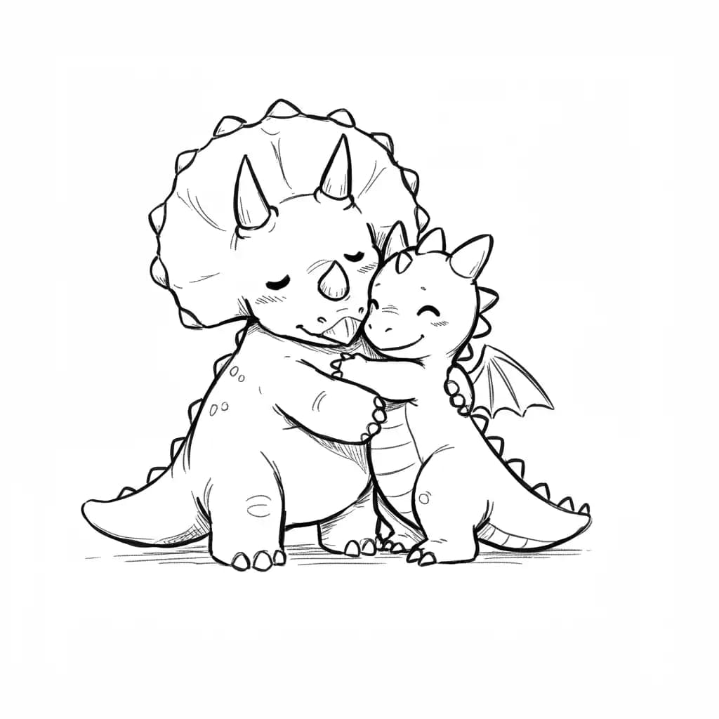 Dinosaurus Een schattige en eenvoudige dinosaurus kleurplaat om in te kleuren.