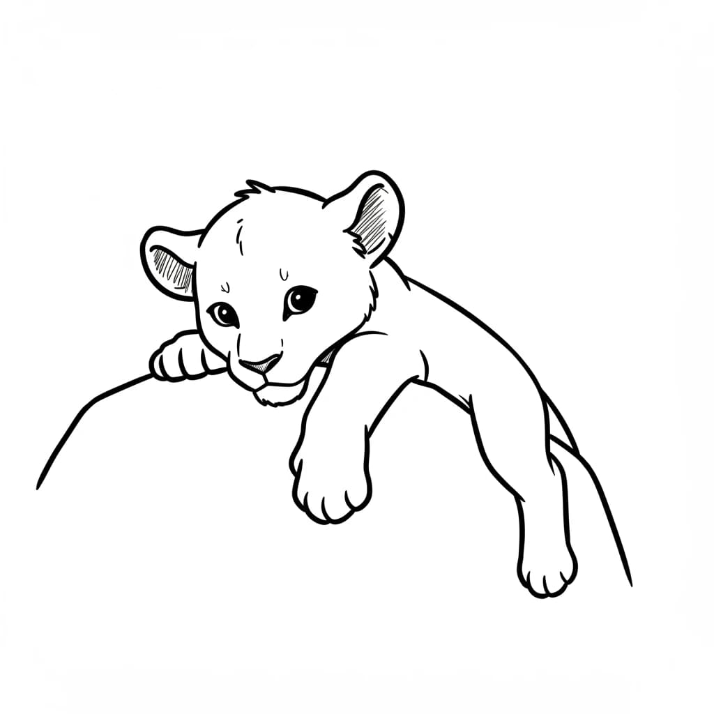 Lion King Kleurplaat van Lion King met een avontuurlijk savanne-thema om in te kleuren.