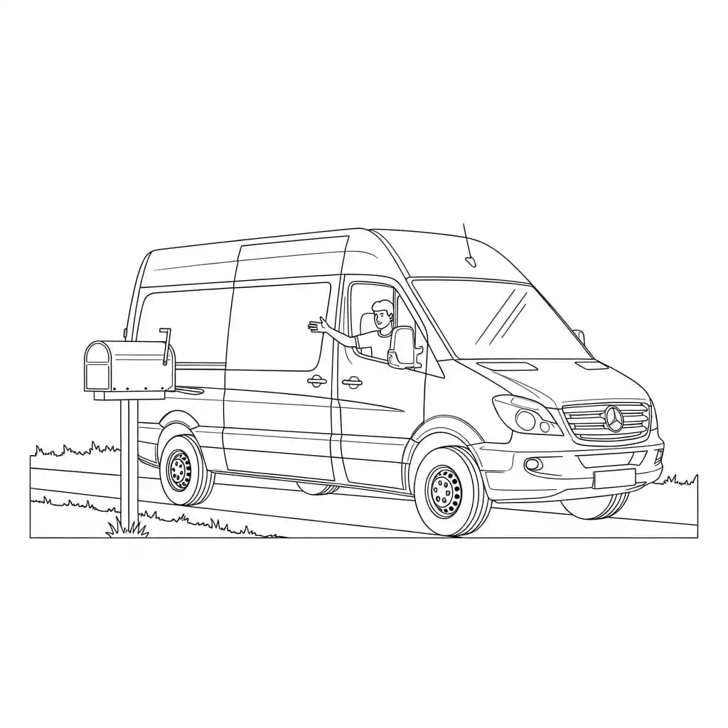 Vrachtwagen Kleurplaat van een vrachtwagen om zelf creatief in te kleuren.