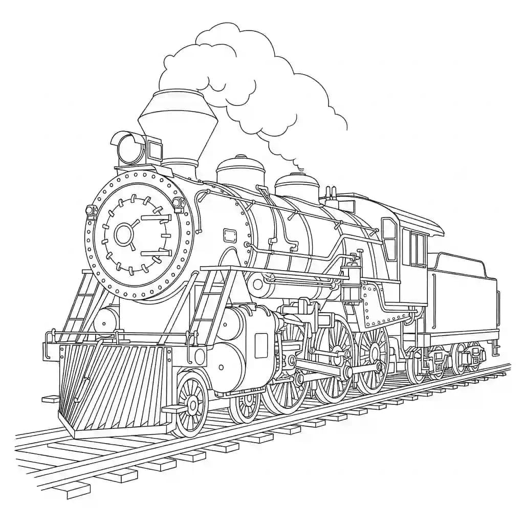 Trein Kleurplaat van een trein met een leuk en creatief ontwerp om zelf in te kleuren.