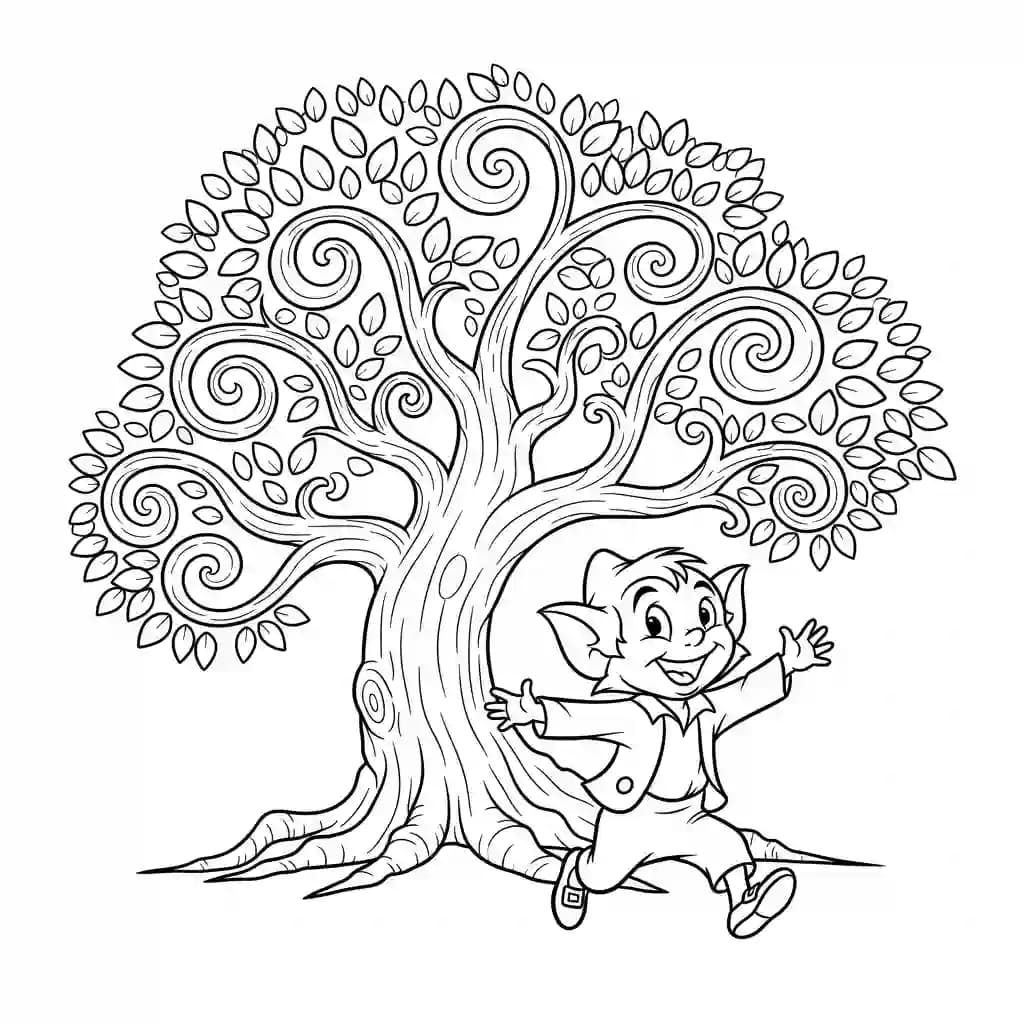 Fee Kleurplaat van Fee met een sprookjesachtig en creatief thema om in te kleuren.