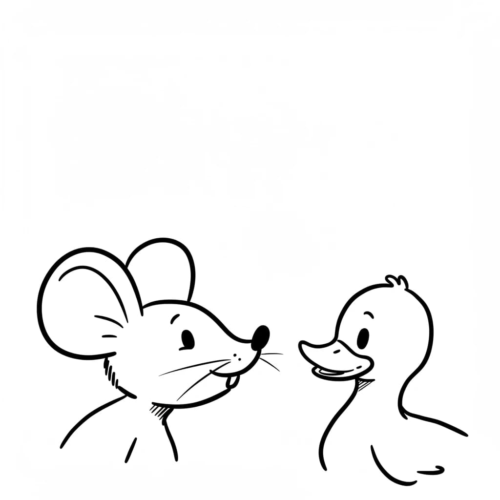Muis Kleurplaat van een schattige muis die ideaal is om in te kleuren door kinderen en volwassenen.