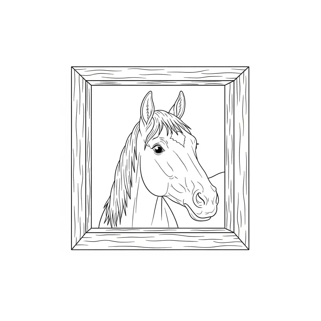 Paard Kleurplaat van een paard die eenvoudig te printen en in te kleuren is.