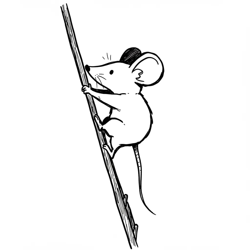 Muis Kleurplaat van een schattige muis die ideaal is om in te kleuren door kinderen en volwassenen.