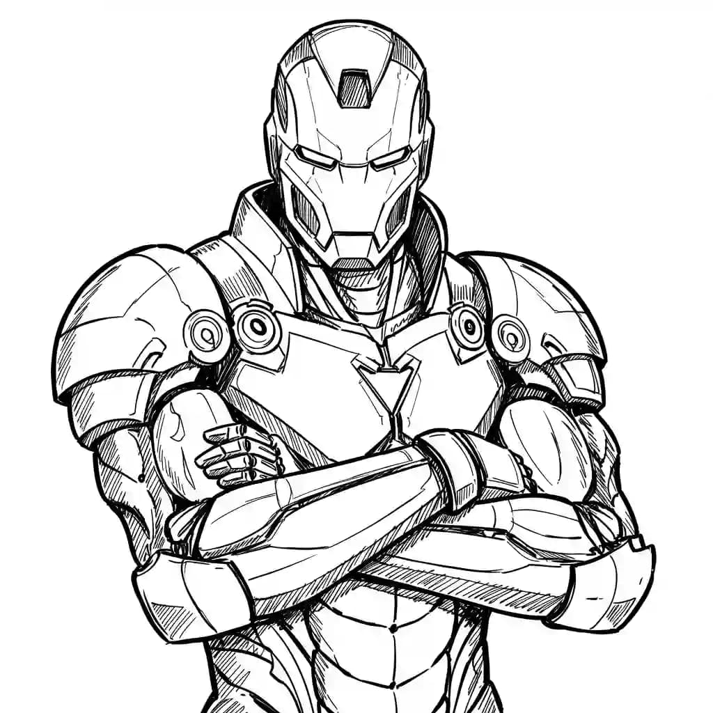 Iron Man Gratis kleurplaat van Iron Man in actie, leuk om zelf te printen en in te kleuren.