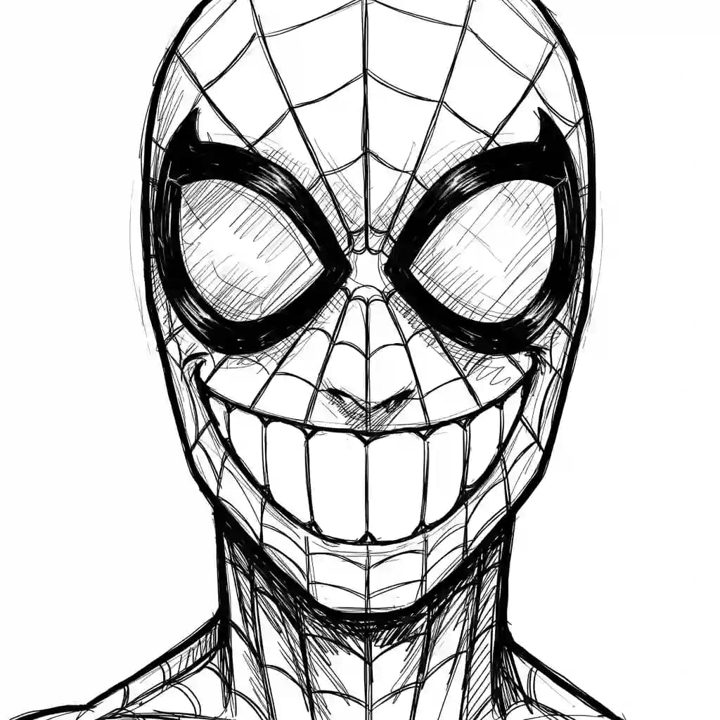 Spiderman Kleurplaat van Spiderman met een stoer superhelden thema om zelf in te kleuren.