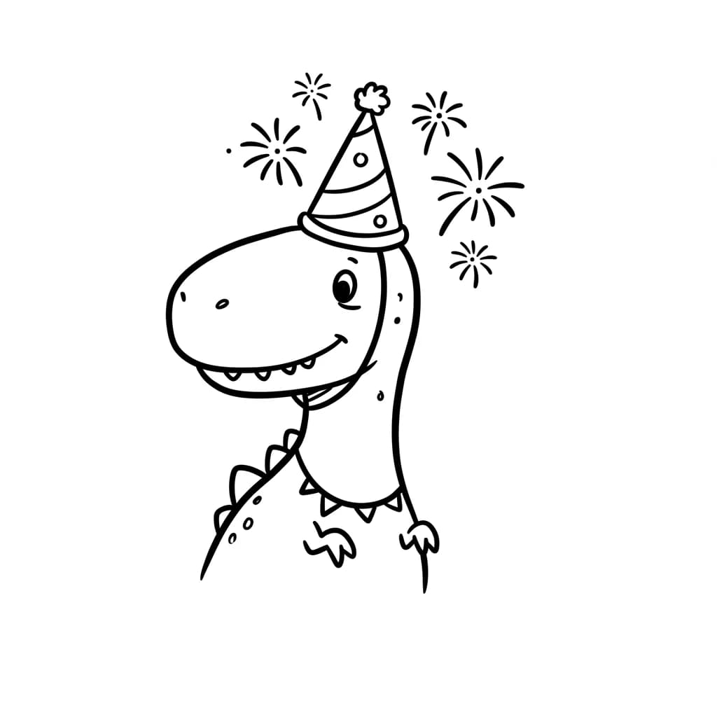 Dinosaurus Een leuke en eenvoudige dinosaurus tekening om zelf in te kleuren.