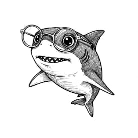 Haai Kleurplaat Zwart-witte kleurplaat van een Haai om zelf in te kleuren.