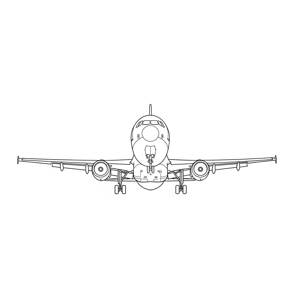 Vliegtuig kleurplaat Een kleurplaat van een Vliegtuig die klaar is om ingekleurd te worden door kinderen en volwassenen.