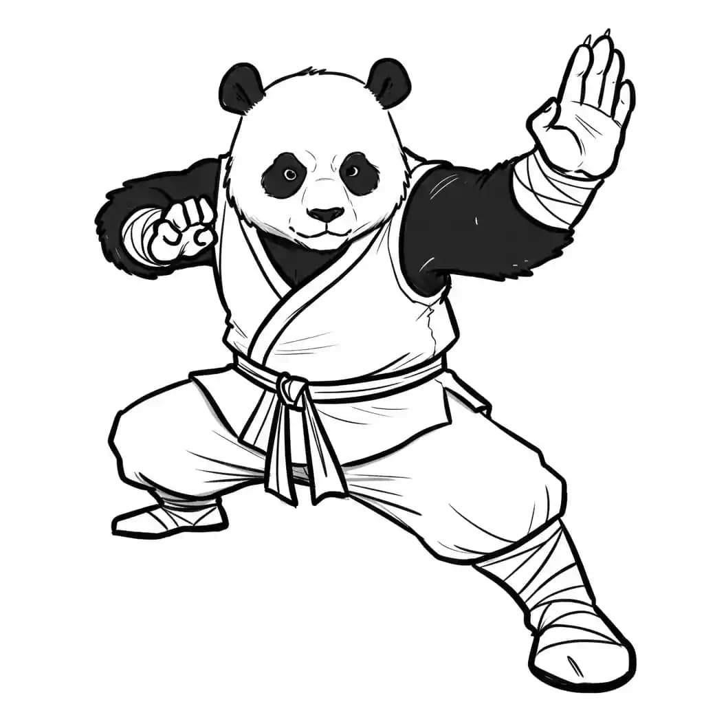 Kung Fu Panda Kleurplaat van Kung Fu Panda met een leuke en avontuurlijke scène om in te kleuren.
