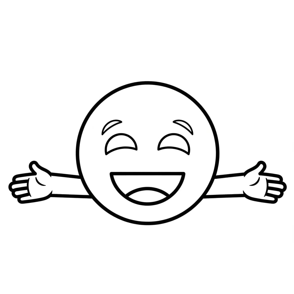 Emoji Zwart-witte kleurplaat van een eenvoudige Emoji-tekening om in te kleuren.