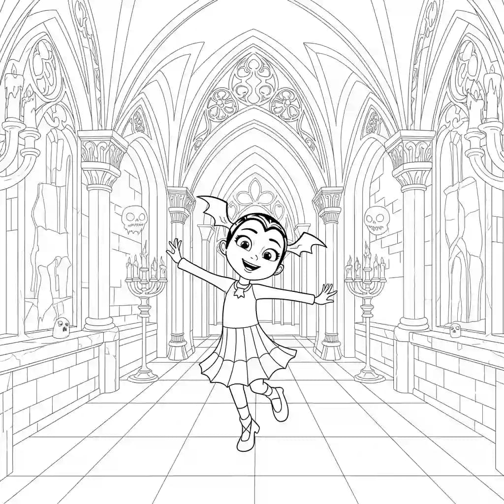 Vampirina Kleurplaat van Vampirina met een vrolijk en speels thema om in te kleuren.