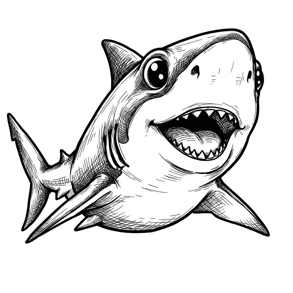 Haai Leuke kleurplaat van een Haai om thuis te printen en in te kleuren.