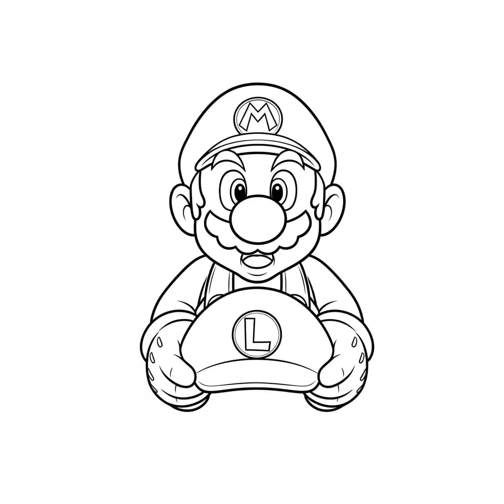 Mario Leuke kleurplaat van Mario om gratis te printen en creatief in te kleuren.