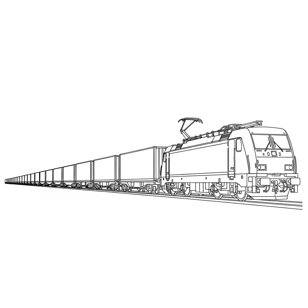 Trein Kleurplaat van een trein met een leuk en creatief ontwerp om zelf in te kleuren.