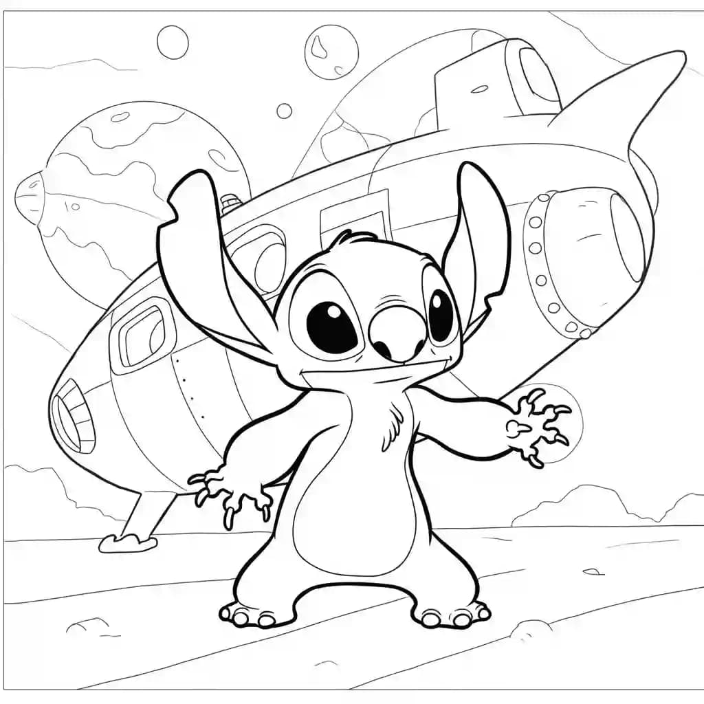 Stitch Kleurplaat van stitch om in te kleuren en gratis te printen
