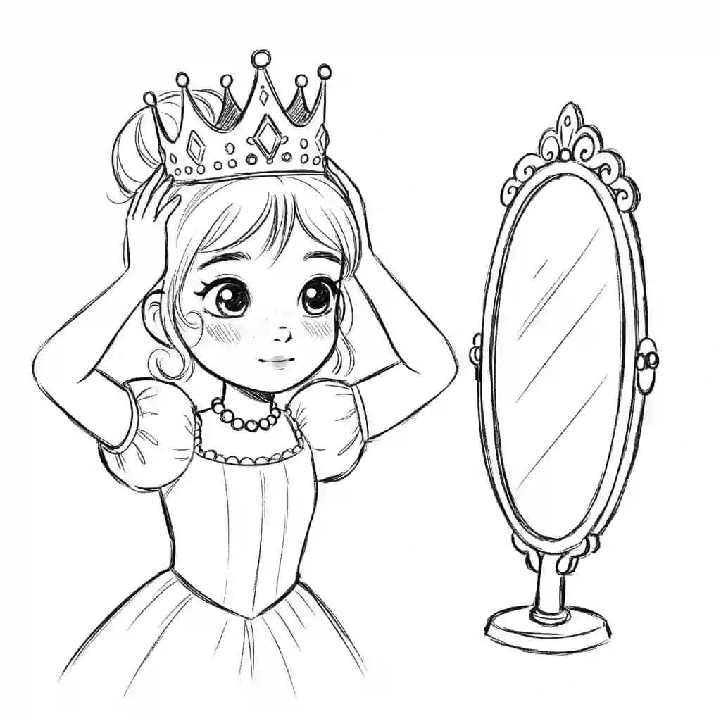 Prinses met kroon Kleurplaat van een prinses met kroon uit de categorie Prinsessen om in te kleuren.