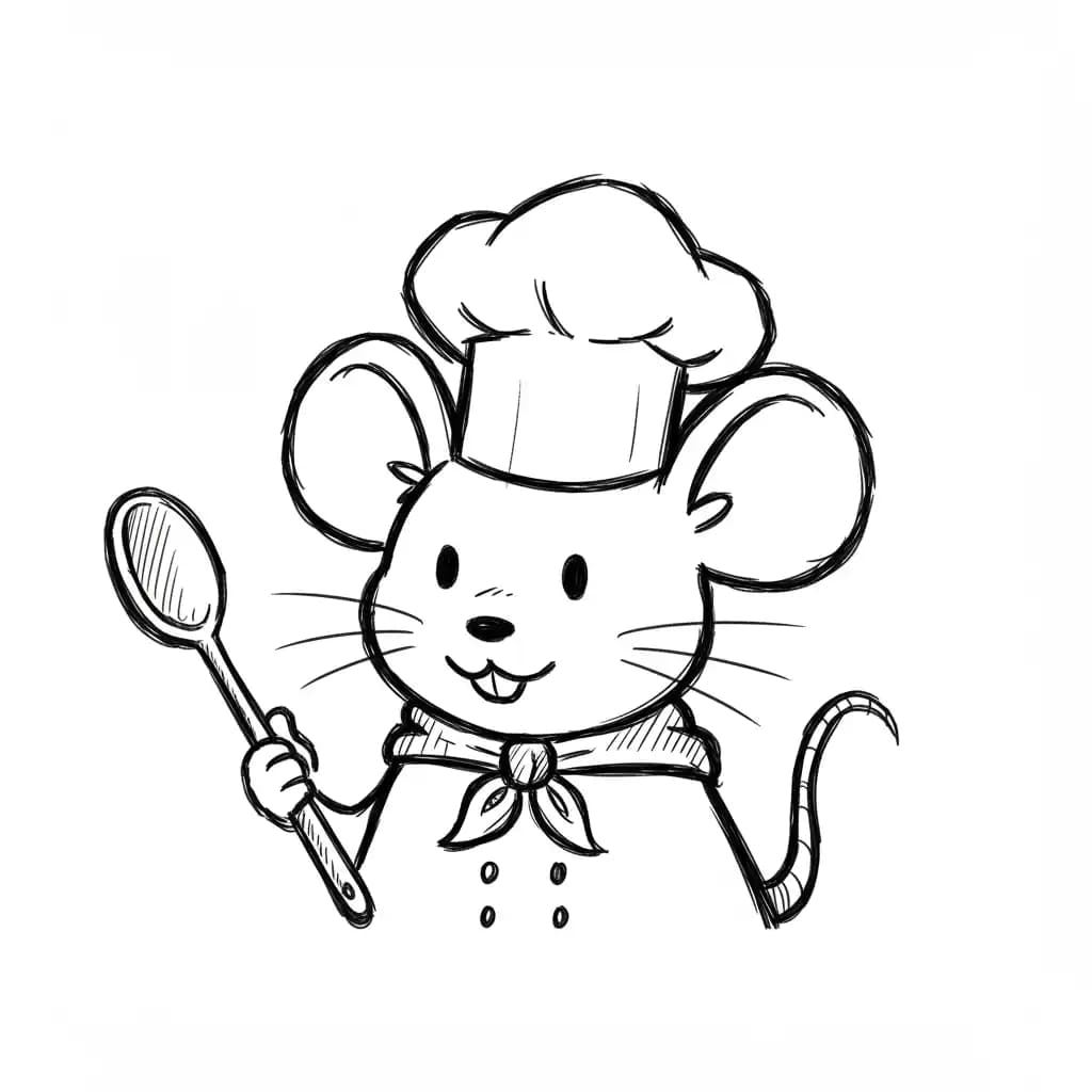 Muis Kleurplaat van een schattige muis die ideaal is om in te kleuren door kinderen en volwassenen.