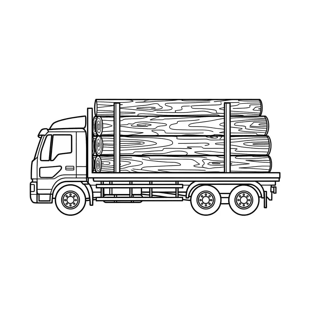 Vrachtwagen Kleurplaat van een vrachtwagen om zelf creatief in te kleuren.