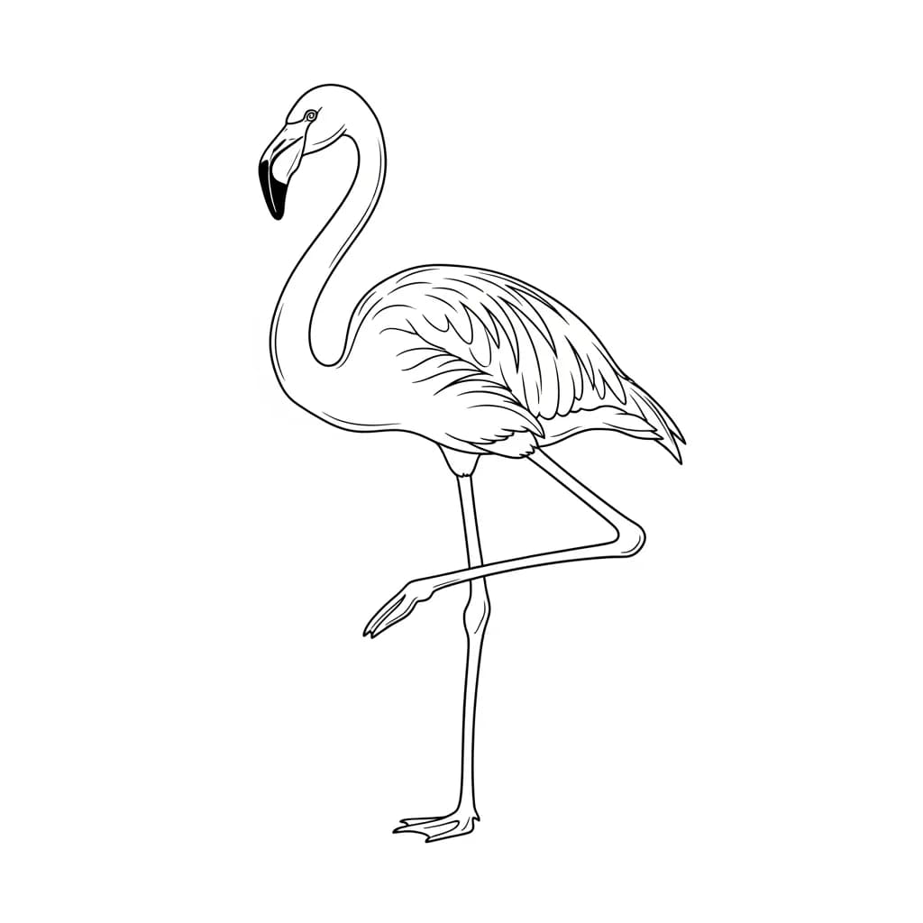 Flamingo Een schattige en creatieve kleurplaat van een flamingo.