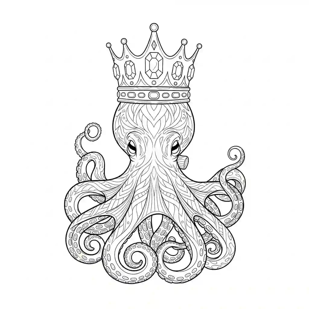Octopus Kleurplaat van een vriendelijke Octopus die uitnodigt tot creatief inkleuren.
