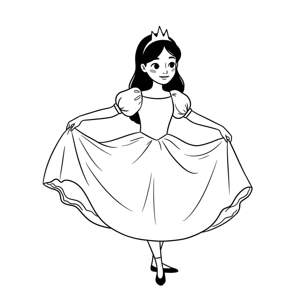Prinses met kroon Kleurplaat van een prinses met kroon uit de categorie Prinsessen om in te kleuren.
