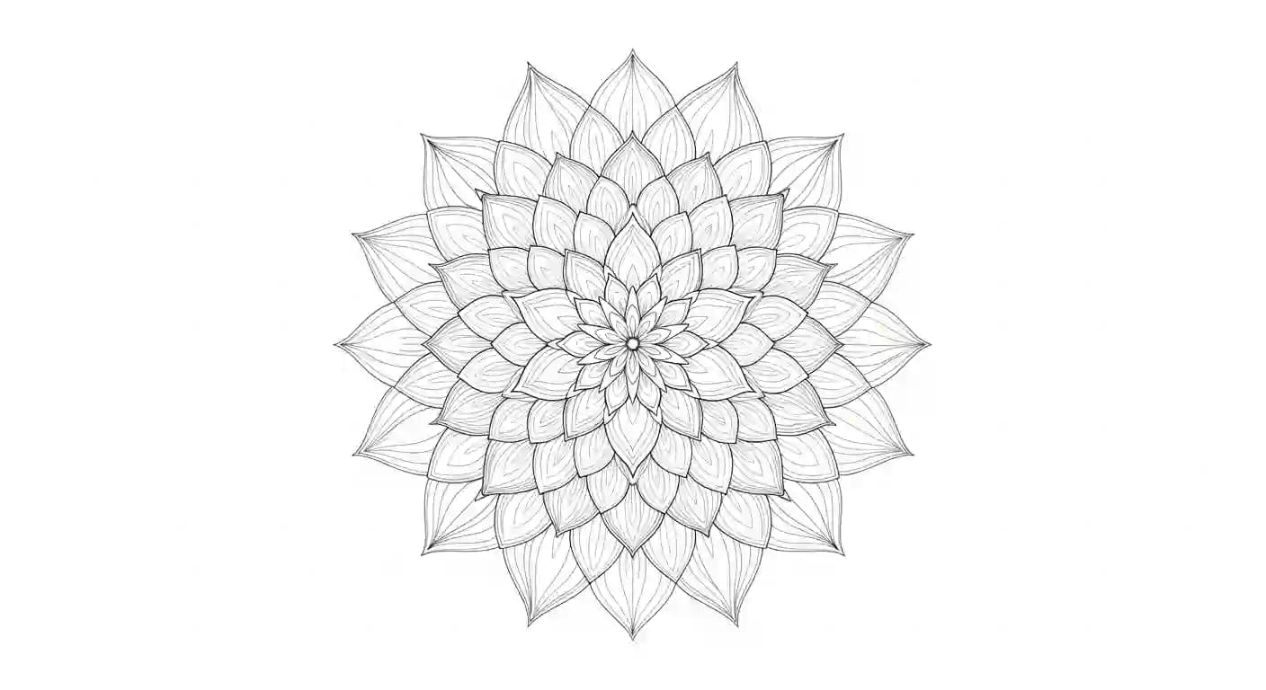 Mandala Mandala kleurplaat met rustige vormen en symmetrische patronen om in te kleuren.