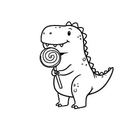 Dinosaurus Een vrolijke dinosaurus tekening klaar om zelf in te kleuren.