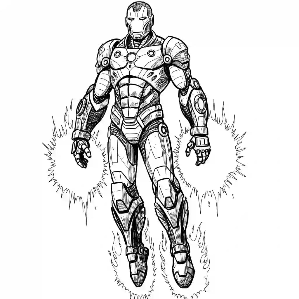 Iron Man Superheld Iron Man als kleurplaat om te printen en creatief in te kleuren.