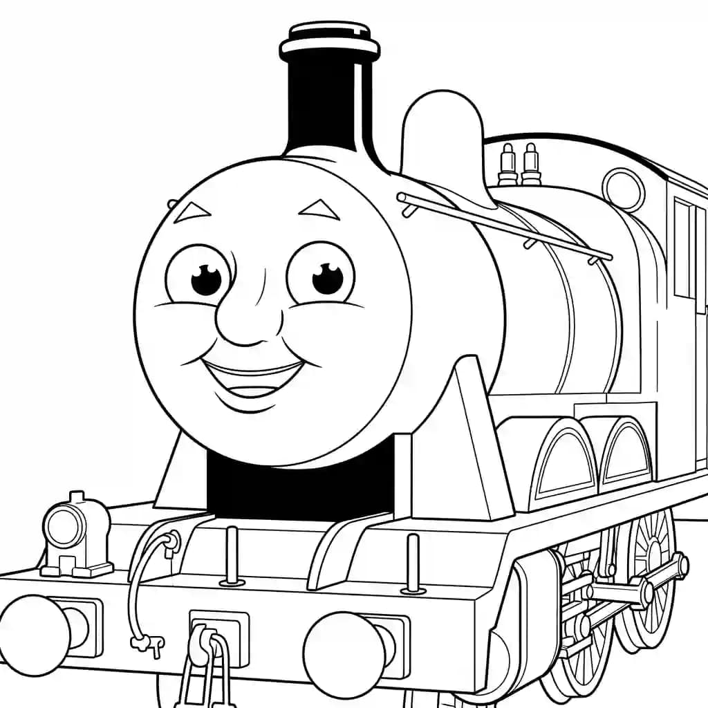 Thomas en vrienden Kleurplaat van Thomas en vrienden met een vrolijk en speels thema om in te kleuren.